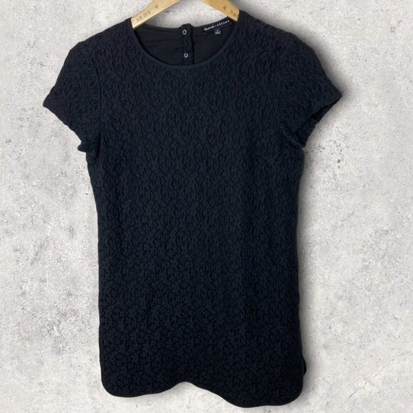 Sezane Madewell Lace Shift Dress Black Size 0 Textured French Minimalist Capsule - Picture 3 of 14